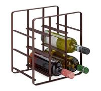 Relaxdays Étagère pour 9 Bouteilles de vin, en Fer revêtu par Poudre, HLP : 30 x 27,5 x 20 cm, Cuisine et Bar, Marron