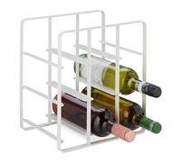 Relaxdays Étagère pour 9 Bouteilles de vin, en Fer revêtu par Poudre, HLP : 30 x 27,5 x 20 cm, Cuisine et Bar, Blanche