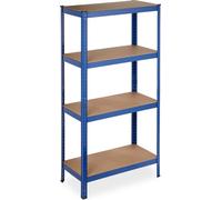 Relaxdays Etagère charge lourde, 4 niveaux HlP 157 x 80 x 41 cm, 280 kg, capacité maximale, pour garage, cave, bleue