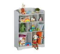 Relaxdays Étagère pour Enfant; Bibliothèque de Chambre d'enfant, 7 Compartiments, HxLxP : 100 x 71,5 x 34 cm, MDF, Gris