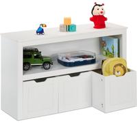 relaxdays Étagère pour enfants avec 3 boîtes sur roulettes