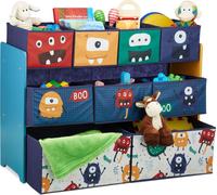 relaxdays Étagère pour enfants avec boîtes Monster