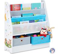 relaxdays Étagère pour enfants blanc/bleu 71,0 x 23,0 x 74,0 cm