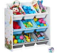 Relaxdays Étagère pour enfants Boîtes de rangement Feu de camp Motif MDF plastique ; pratique ; organisé ; adapté aux enfants