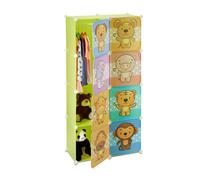 Relaxdays Étagère rangement enfants casier modulable plastique animaux penderie armoire tringle, coloré
