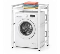 Relaxdays Surmeuble réglable, blanc | pour lave-linge, sèche-linge, 300 kg, H x L x P : 105 x 73 x 63 cm