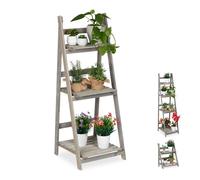 Relaxdays Étagère pour plantes en bois gris