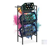 Relaxdays Étagère Rangement Boissons, HLP: 109 x 49 x 32 cm, 450 kg, Range-Boissons pour 3 caisses, Acier, Noir