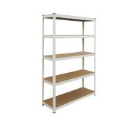 Relaxdays Étagère Robuste 5 Niveaux, emboîtable, 200x120x40 cm, Blanc/Marron, capacité 875 kg