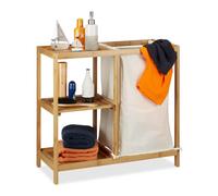 Relaxdays Étagère de salle de bain 3 étages bambou panier à linge 65x68x33 cm nature