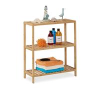 Relaxdays Étagère Salle de Bain ou Cuisine, 3 Niveaux réglables en Hauteur, Design Sobre, HLP : 69 x 60 x 26 cm, Nature