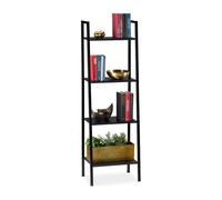 Relaxdays Etagère sur pieds, Etagère en échelle 4 espaces rangement, Plantes, HLP: 136 x 44 x 31,5cm, Noir Noir