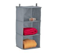Relaxdays Étagère Suspendue, 3 Compartiments, en Tissu, H x L x P : 70 x 30 x 30 cm, pour Le Camping, Grise