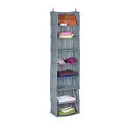 Relaxdays Étagère Suspendue, 8 Compartiments, en Tissu, H x L x P : 140 x 36 x 20 cm, pour Camping, Grise