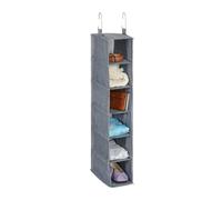 Relaxdays Étagère Suspendue avec 6 Compartiments, en Tissu, 2 Crochets, H x L x P : 92 x 15,5 x 30 cm, Grise