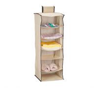 Relaxdays Étagère Suspendue, avec 6 Compartiments, Tissu Non tissé, H x L x P : 96 x 32 x 31 cm, Beige