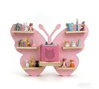 Relaxdays étagère magnétique pour 35 Figurines Tonies, Papillon, 45 x 59 x 15 cm, Rose
