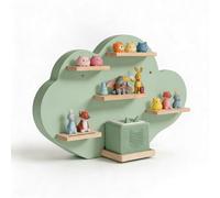 Relaxdays Étagère magnétique pour Toniebox et 20 Tonies, Nuage, Porte-Figurines, Sauge, 40 x 61 x 17 cm