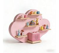 Relaxdays Étagère magnétique Nuage pour Toniebox & 20 Tonies, 40x61x17 cm, Rose