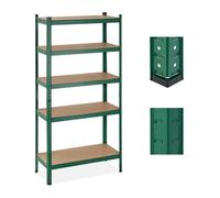 Relaxdays Étagère à Charge Lourde, 5 Niveaux, HLP 180 x 90 x 40 cm, supporte Jusqu’à 875 kg, métal, Cave, Garage, Vert