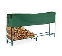 relaxdays Étagère verte pour bois de chauffage avec couvercle