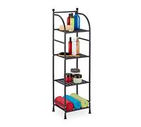 Relaxdays Étagère Verticale, Acier, HxLxP : 115x33x28 cm, Rangement Cuisine et Salle de Bain, 4 Niveaux, métal, Noir