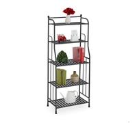 Relaxdays Étagère Verticale, Acier, HxLxP : 133x56x28 cm, Rangement Cuisine et Salle de Bain, 5 Niveaux, métal, Noir