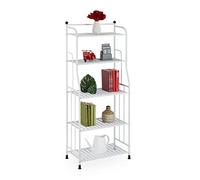 Relaxdays Étagère Verticale, Acier, HxLxP : 133x56x28 cm, Rangement Cuisine et Salle de Bain, 5 Niveaux, métal, Blanc