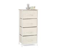 Relaxdays étagères, 4 tiroirs en tissu, caisson universel métal/bois, H×L×P 95×45×30 cm, beige