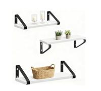 Relaxdays Étagères murales Bois et métal, Lot de 3, 30/35/40 cm, pour Livres & déco, Blanc