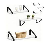 Relaxdays Étagères murales en Bois et métal, Lot de 6, 3 Tailles 30/35/40 cm, Blanc, pour Livres et déco