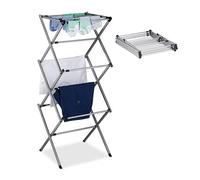 Relaxdays Étendoir à Linge, Pliable, 11 Barres, 6 Niveaux, Extensible, métallique, HxLxP : 107 x 73 x 37 cm, argenté