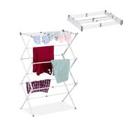 Relaxdays Étendoir à Linge, Pliable, 11 Barres, 6 Niveaux, Extensible, métallique, HxLxP : 107 x 73 x 37 cm, Blanc