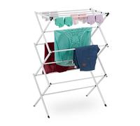 Relaxdays Étendoir à Linge, Pliable, 11 Barres, 6 Niveaux, métallique, H x L x P : 105 x 73 x 37 cm, Blanc