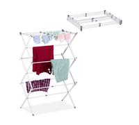 Relaxdays Étendoir à Linge, Pliable, 11 Barres, 6 Niveaux, Extensible, métallique, HxLxP : 107 x 73 x 37 cm, Blanc