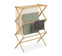 relaxdays Étendoir accordéon, Bambou, séchoir sur Pied Pliable, avec 11 Bras sur 6 étages, HLP: 106 x74 x 36 cm, Nature