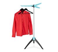 Relaxdays Étendoir Cintre, Pliable, 3 Bras, pour cintres, Support Linge, HxD: 128 x 56,5 cm, argenté-Turquoise