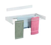 Relaxdays Étendoir Mural, Pliable, Peu encombrant, H x L x P : 15 x 100 x 50 cm, pour intérieur ou extérieur, Blanc