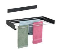 Relaxdays Étendoir Mural, Pliable, Peu encombrant, H x L x P : 15 x 100 x 50 cm, pour intérieur ou extérieur, Noir