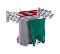 Relaxdays Étendoir Mural, Corde à Linge de 8 m, Extensible, Pliable, HLP: 27 x 95 x 60 cm, séchoir en Aluminium, argenté