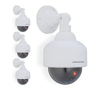 Relaxdays Fausse caméra de Surveillance en dôme, Lot de 4, lumière LED Clignotante, dissuade intrus, intérieur/extérieur, Blanche