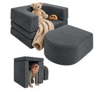 Relaxdays Fauteuil Enfant modulable, 4 pièces, Blocs Souples, Gris foncé | velours côtelé, H x L x P : 40 x 65 x 65 cm