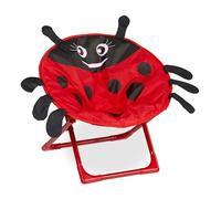 Relaxdays Fauteuil pour Enfant, Pliant, Coccinelle, H x L x P : 47 x 50 x 48 cm, pour intérieur ou extérieur, Rouge