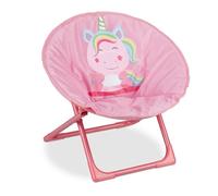 Relaxdays Fauteuil pour Enfant, Pliant, Licorne, H x L x P : 47 x 50 x 48 cm, pour intérieur ou extérieur, Rose