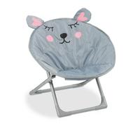 Relaxdays Fauteuil pour enfant, pliant, souris, H x L x P : 47 x 50 x 48 cm, pour intérieur ou extérieur, gris