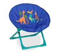 Relaxdays Fauteuil pour Enfant, Pliant, Dinos, H x L x P : 47 x 50 x 48 cm, pour intérieur ou extérieur, Bleu