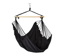 relaxdays Fauteuil Suspendu, à Bascule,2 Coussins, Jusqu’à 120 kg, Couverture, Enfants et Adultes, Noir