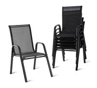 Relaxdays fauteuils de Jardin, Lot de 6, Dossier Haut, accoudoirs, empilables, Charge 150kg, Polyester/métal, Anthracite