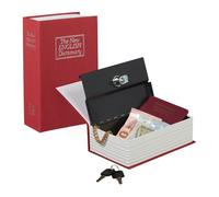 Relaxdays Faux livre coffre fort comme livre de poche fermable à clé caisse à monnaie HxlxP: 18 x 11,5 x 5,5 cm, rouge