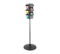 Relaxdays Feu de Circulation pour Enfants, lumière et Son, Noir/Argent | 69 x 21 x 21 cm, feu manuel/automatique